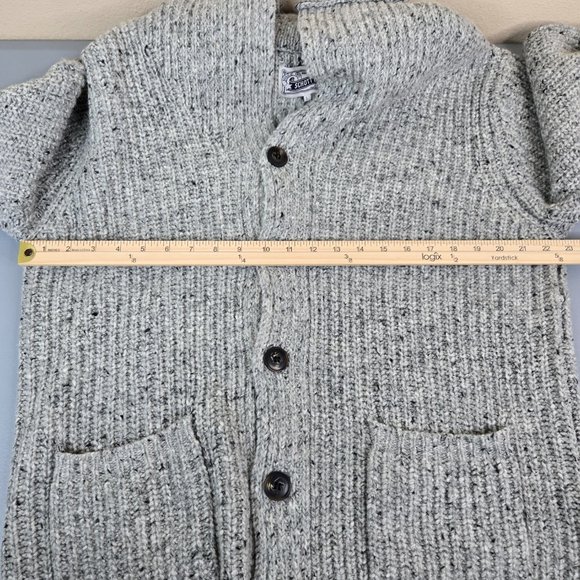 Schott Bros Cardigan Button Sweater Coat Mens Size Large Gray Button Wool Knit - Picture 3 of 7